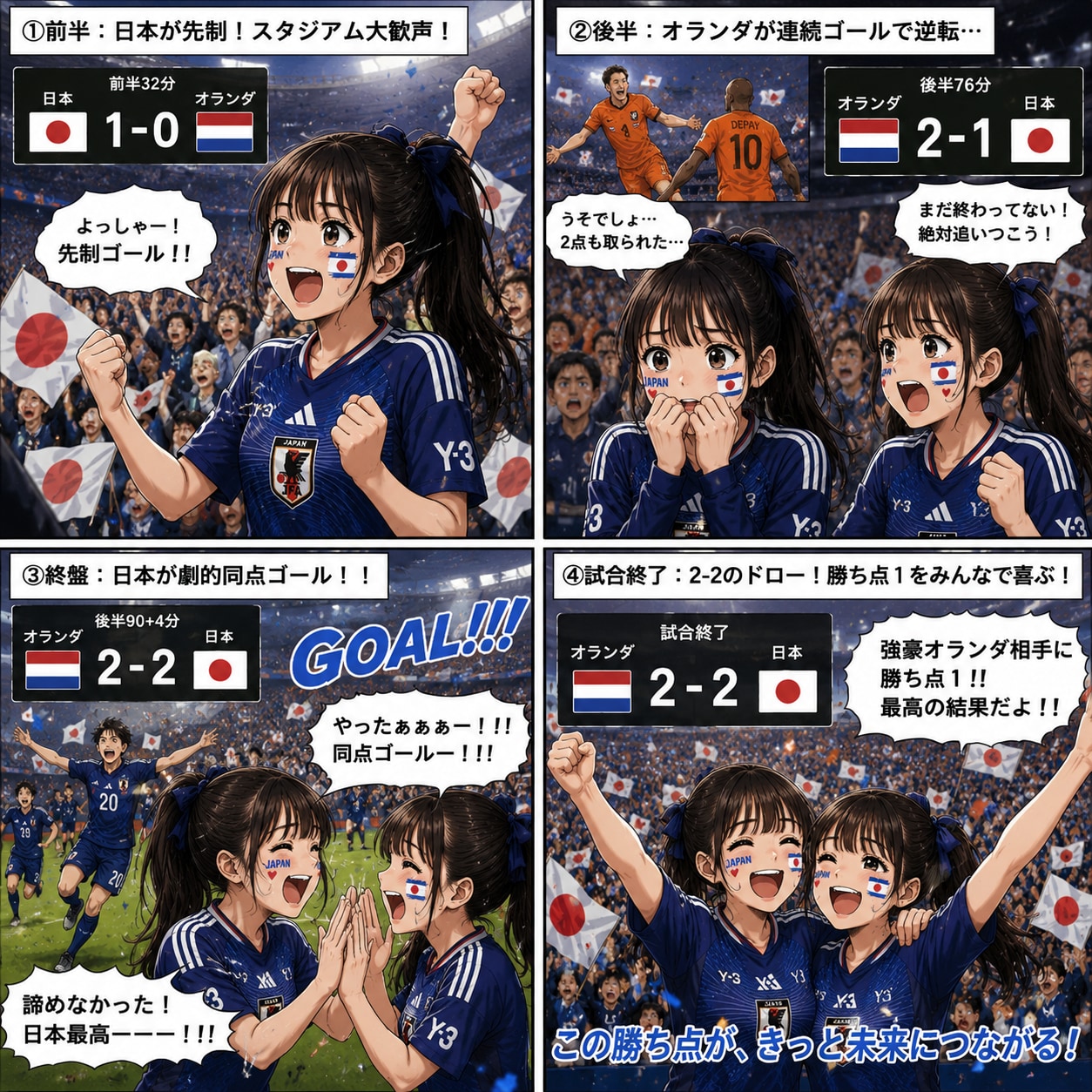 W杯オランダ戦2-2で！！