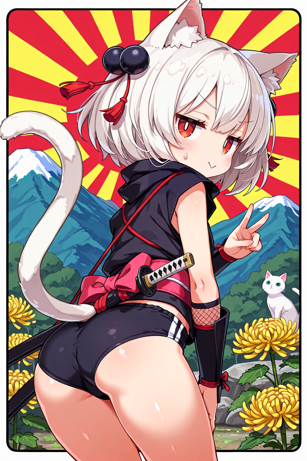 急に自慢のポーズを求められたので初めてそこで自分が忍者であることを思い出したかのようにポーズをとる忍ルマ