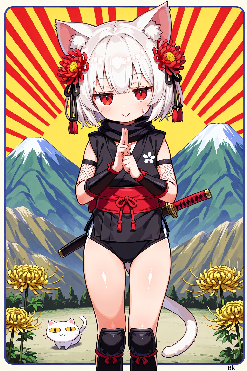 急に自慢のポーズを求められたので初めてそこで自分が忍者であることを思い出したかのようにポーズをとる忍ルマ