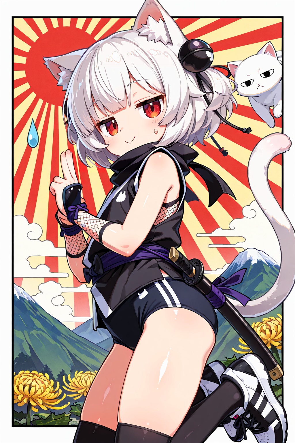 急に自慢のポーズを求められたので初めてそこで自分が忍者であることを思い出したかのようにポーズをとる忍ルマ