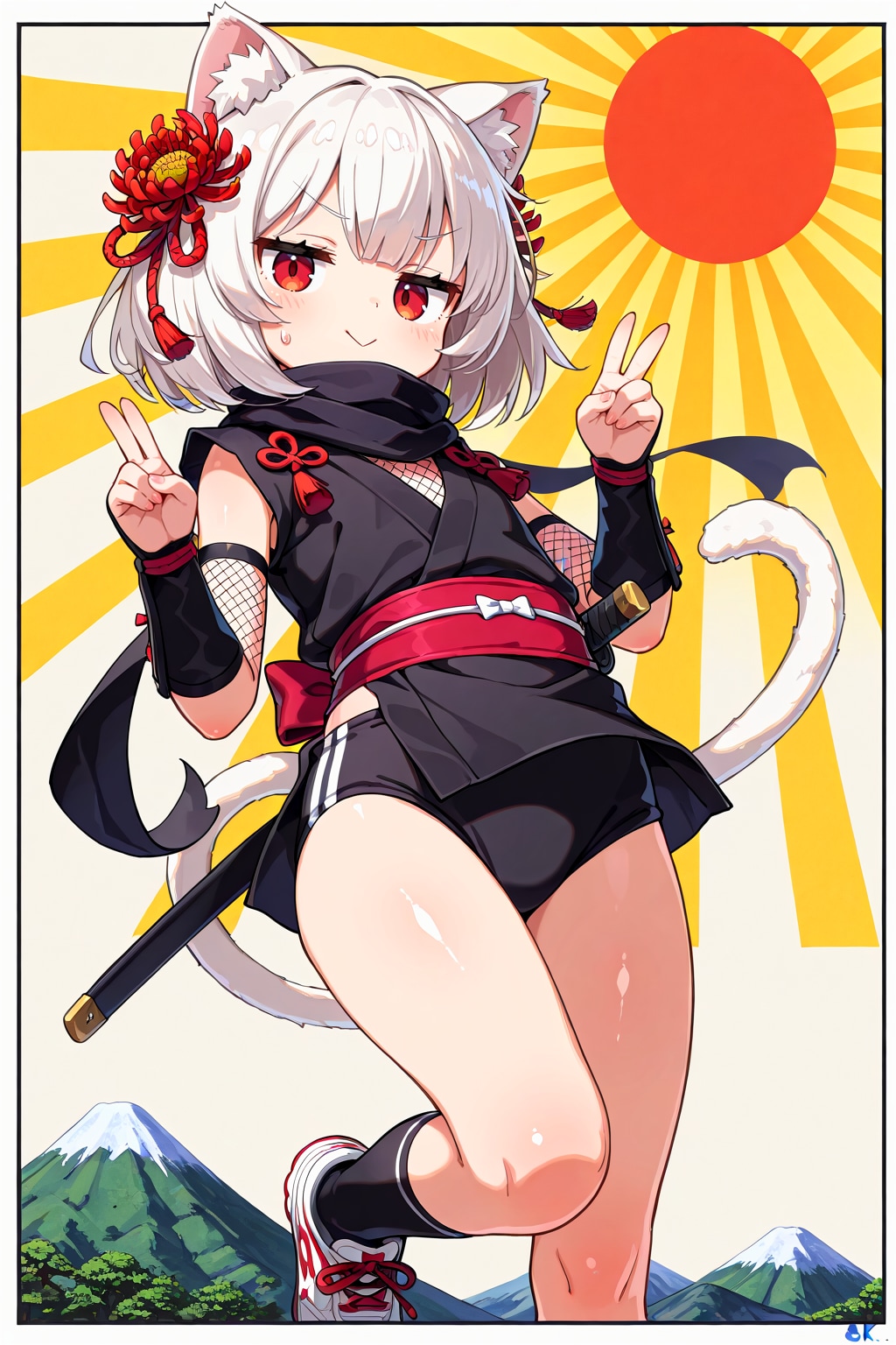 急に自慢のポーズを求められたので初めてそこで自分が忍者であることを思い出したかのようにポーズをとる忍ルマ