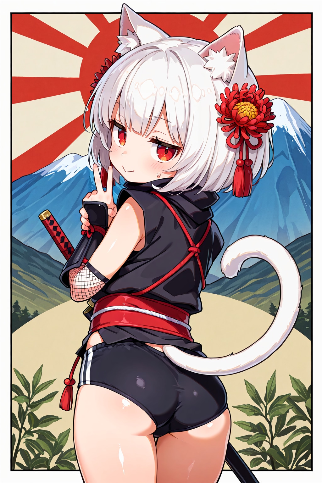 急に自慢のポーズを求められたので初めてそこで自分が忍者であることを思い出したかのようにポーズをとる忍ルマ