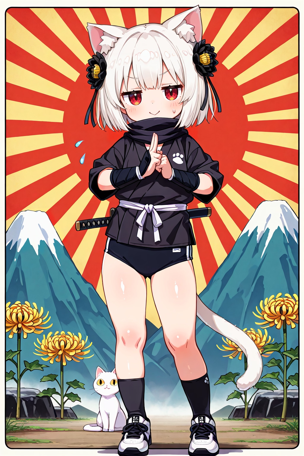 急に自慢のポーズを求められたので初めてそこで自分が忍者であることを思い出したかのようにポーズをとる忍ルマ | の人気AIイラスト・グラビア