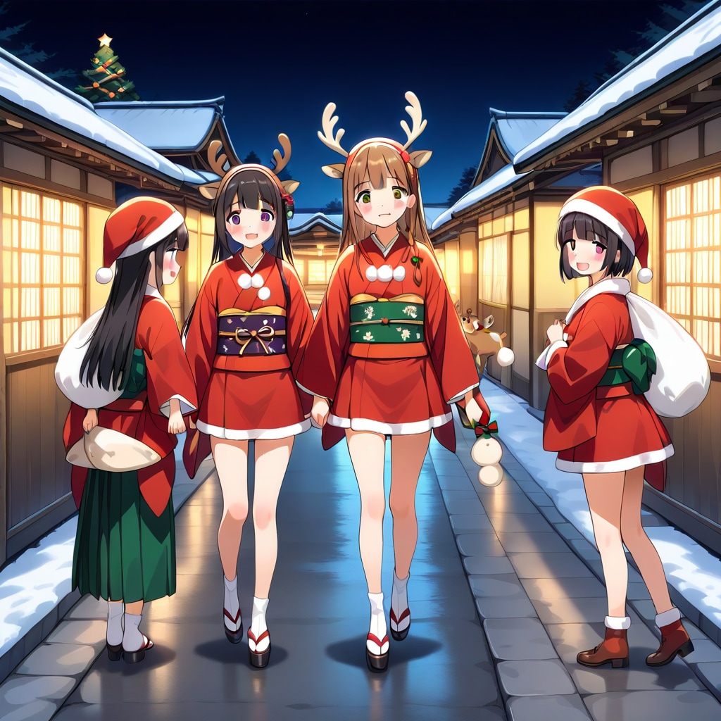 トナカイサンタ共同作業 | の人気AIイラスト・グラビア