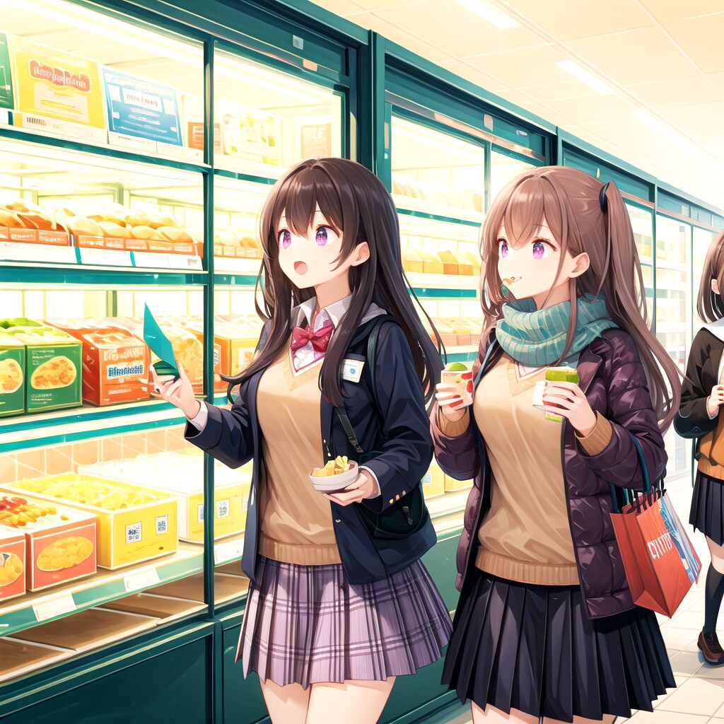 買い食いする女学生達