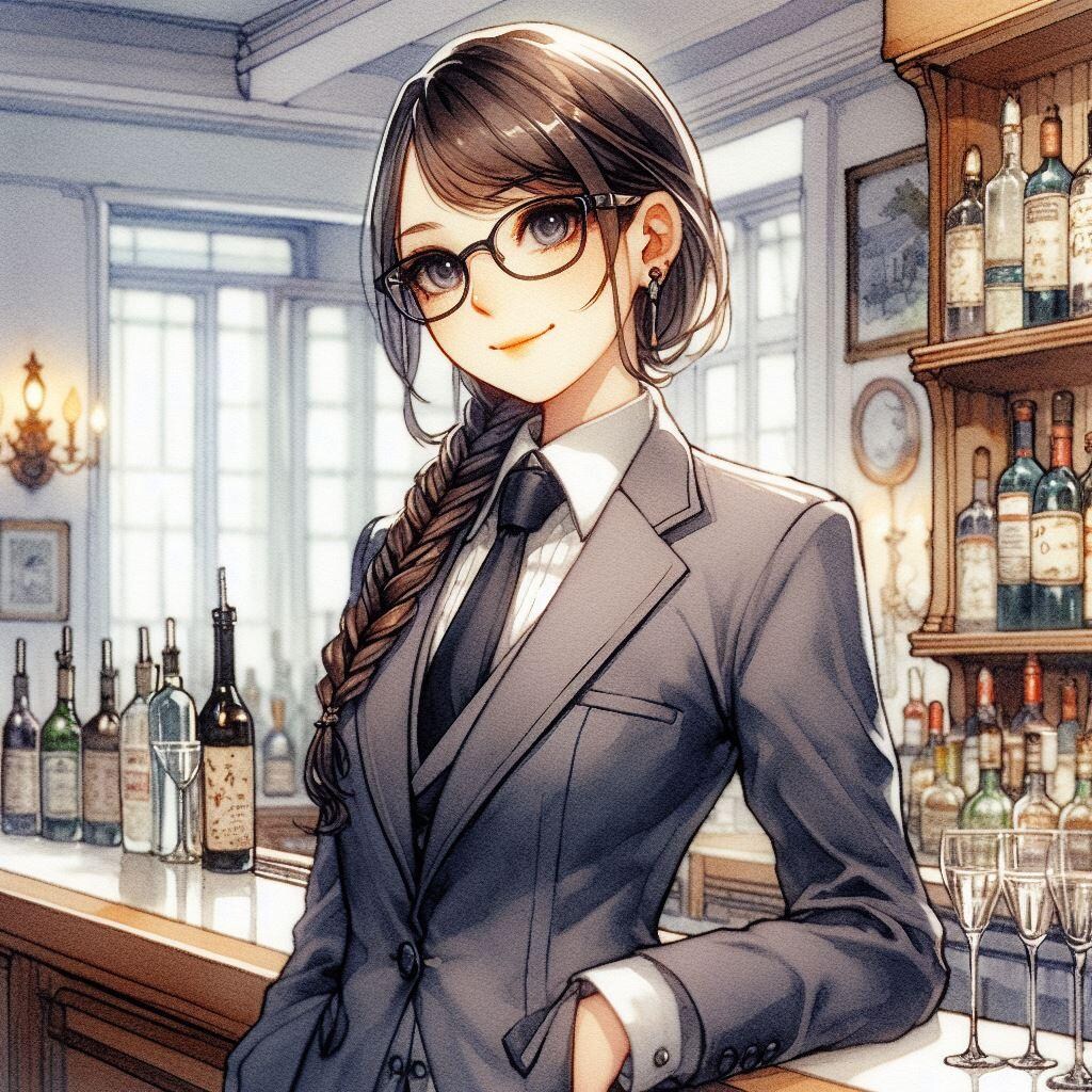 眼鏡三つ編みバーテンダーさん ／ 眼鏡三つ編み