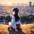 古都の少女と夕暮れ 8枚目