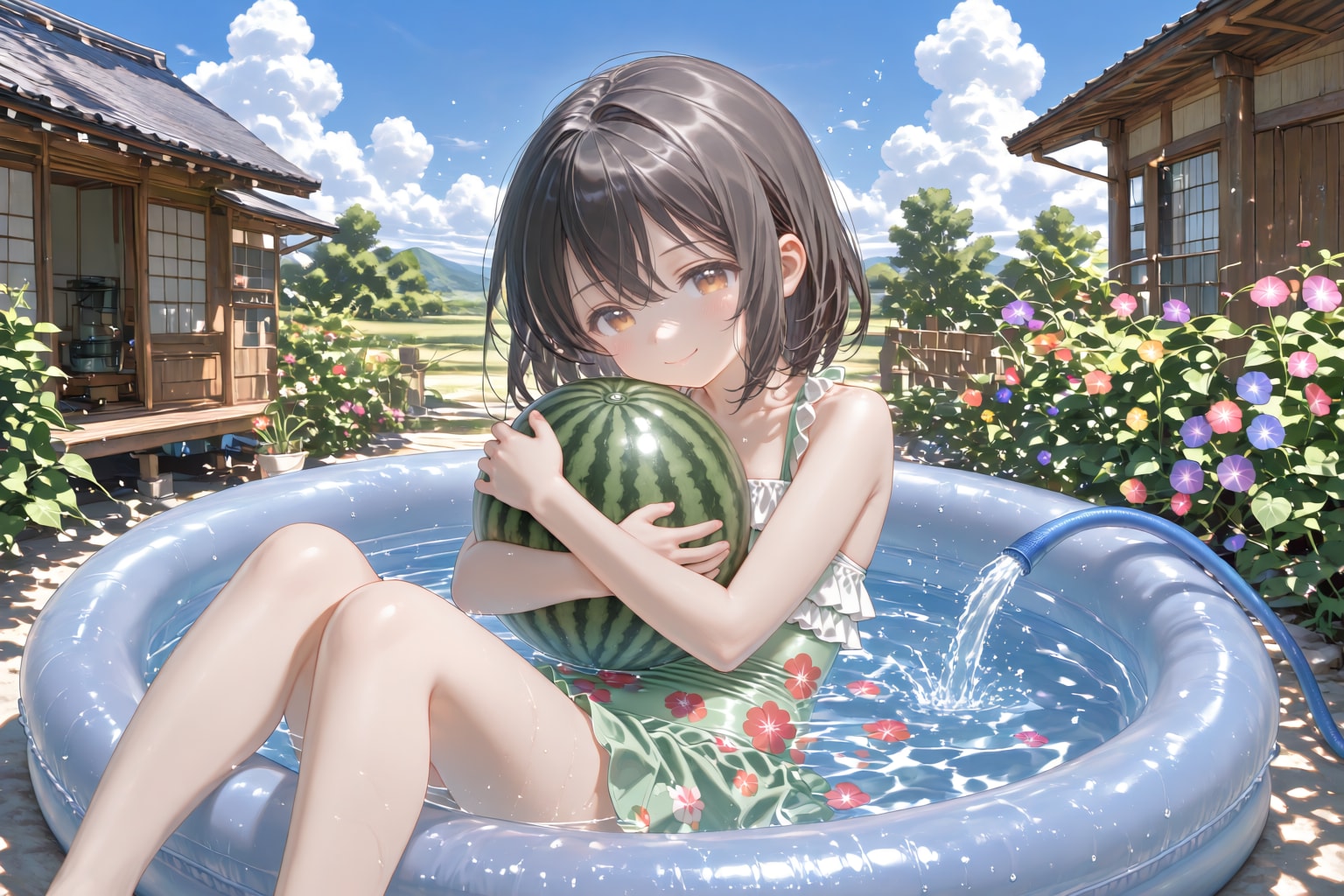 プールで涼むおんなのこ
