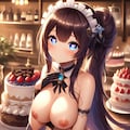 裸ニーソのメイドとケーキ 5枚目
