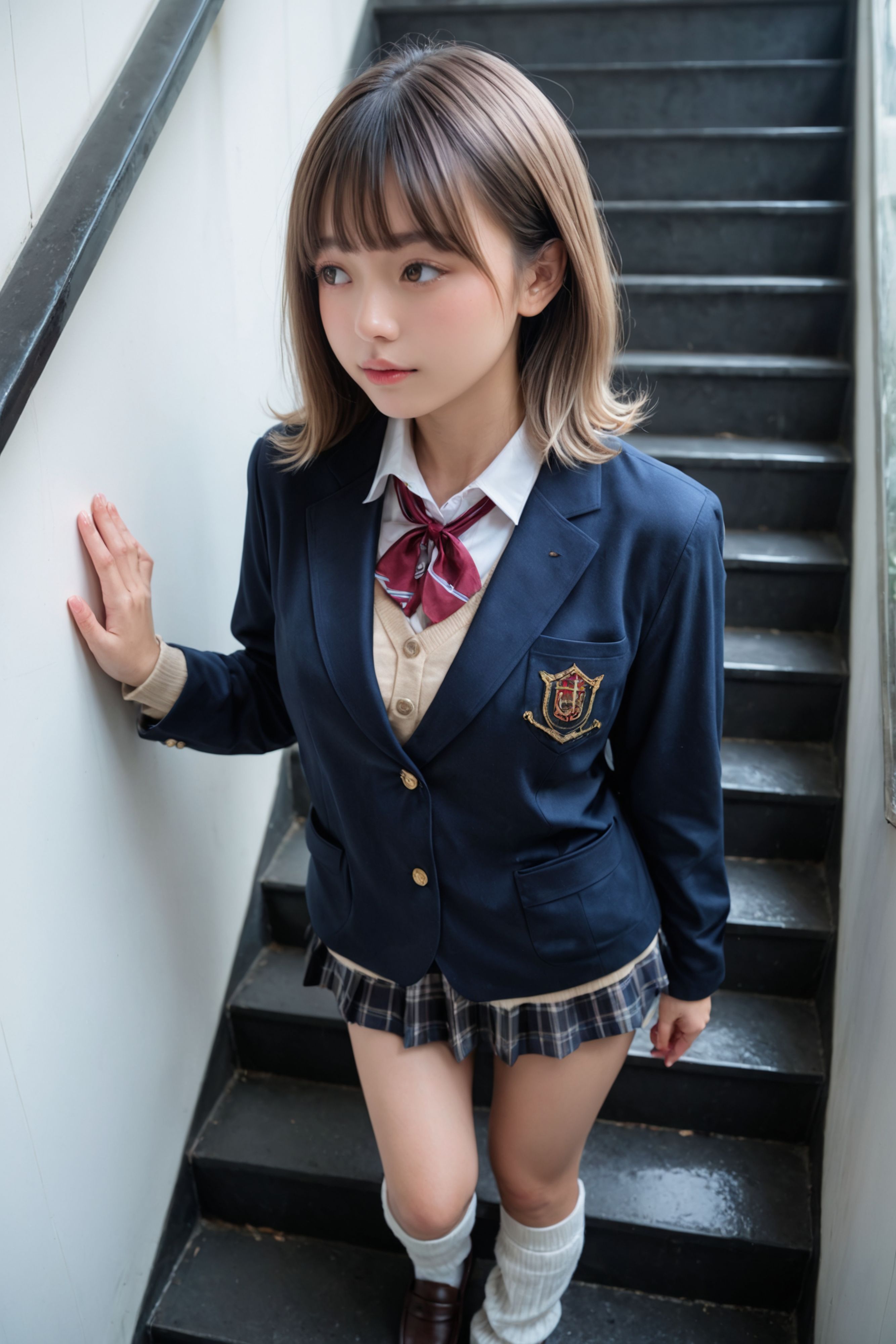 学校の階段　ちょいギャル編