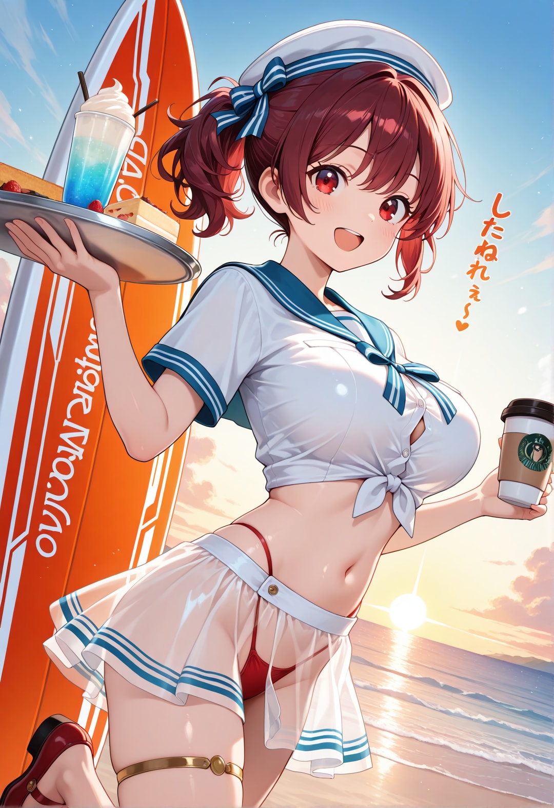 セイラー風シースルースカートのリボンちゃん at 海辺のカフェ