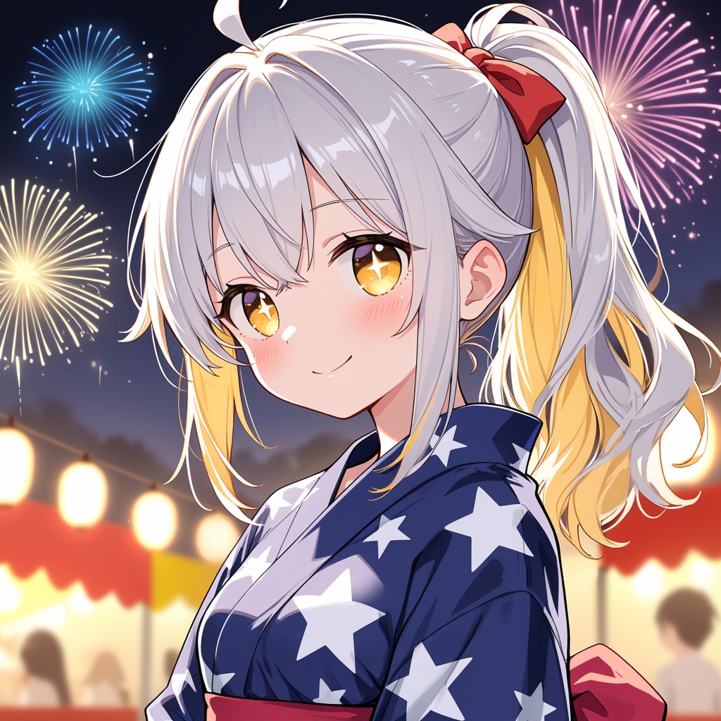 浴衣ポニテで夏祭り