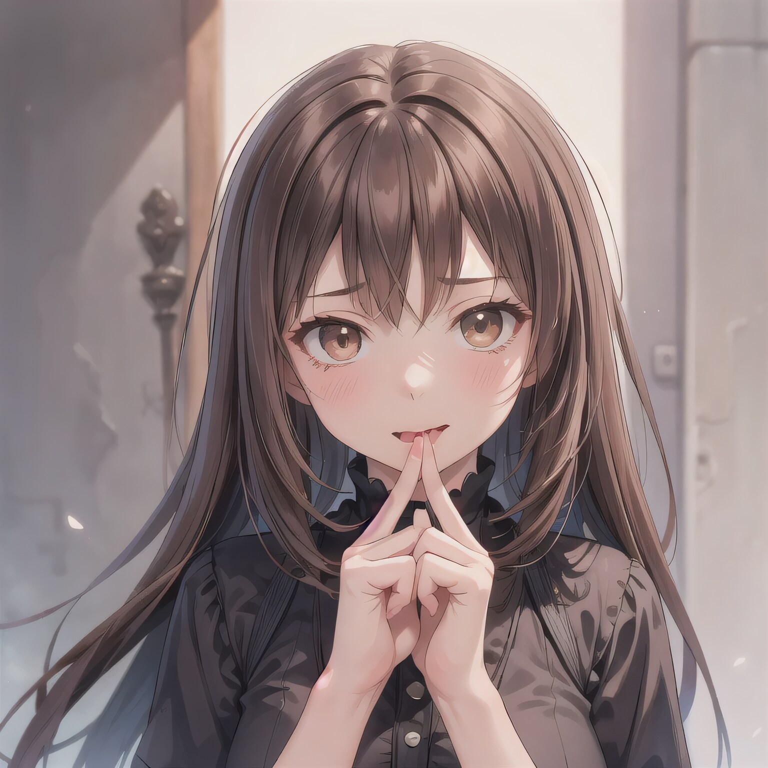 茶髪ロングの舌出し少女２ | の人気AIイラスト・グラビア