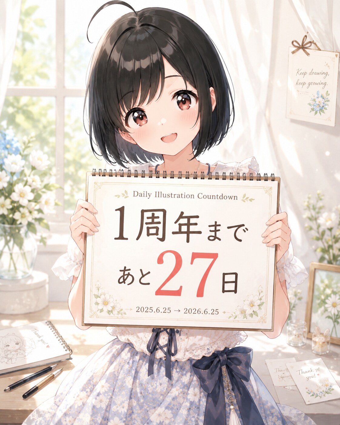 デイリーイラスト1周年カウントダウン