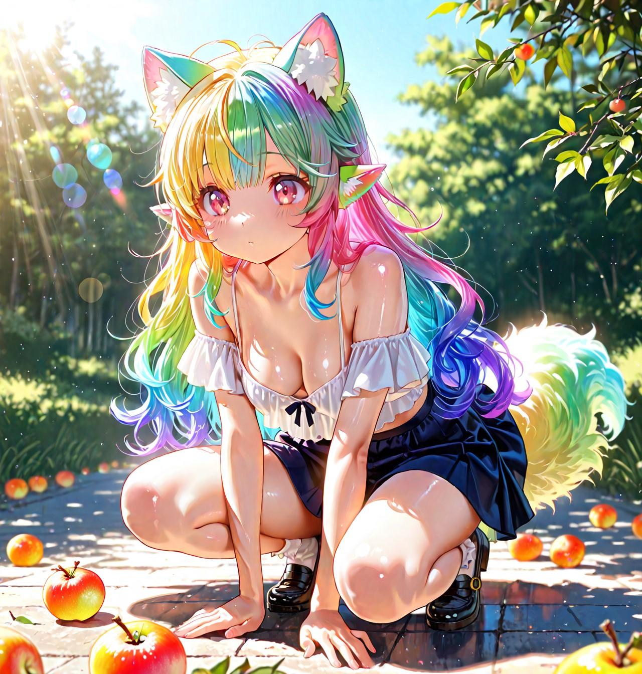 12枚）梅を集めるケモ耳エルフさん
