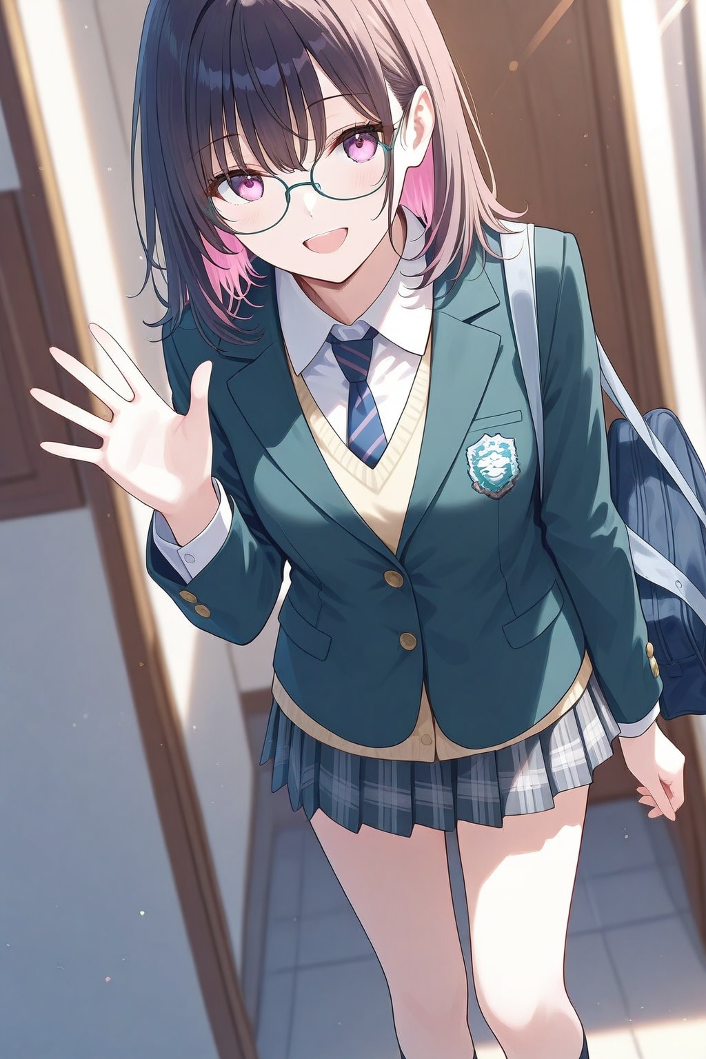 黒髪メガネ JK制服(UNICORN) | の人気AIイラスト・グラビア
