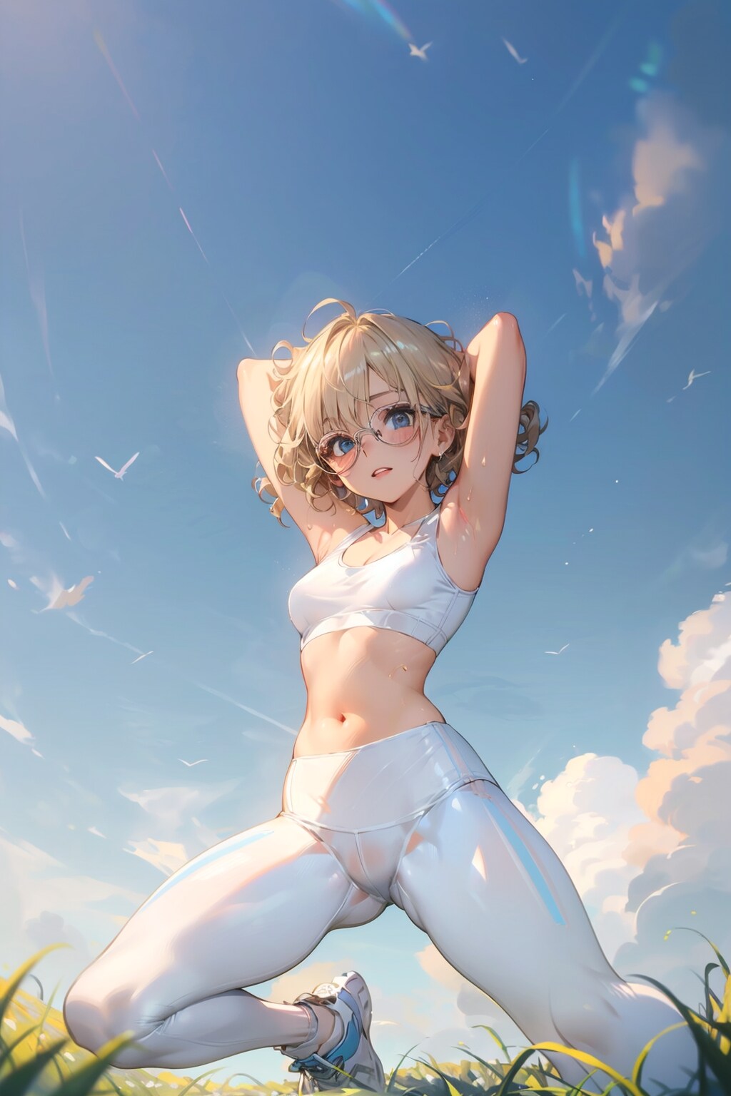 スポーツウェアの眼鏡っ娘