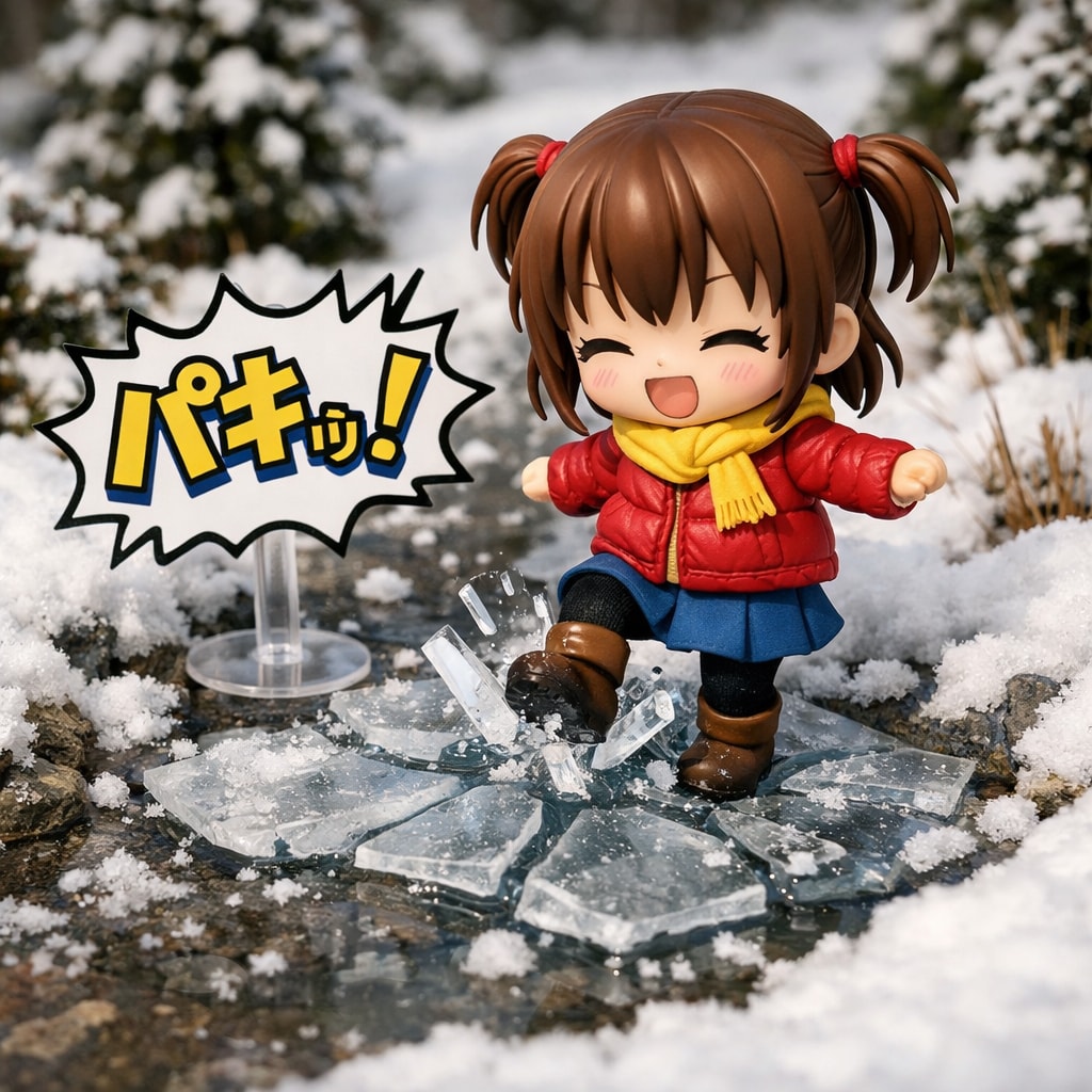 水溜まり？の氷を割るちびちゃんフィギュア | の人気AIイラスト・グラビア