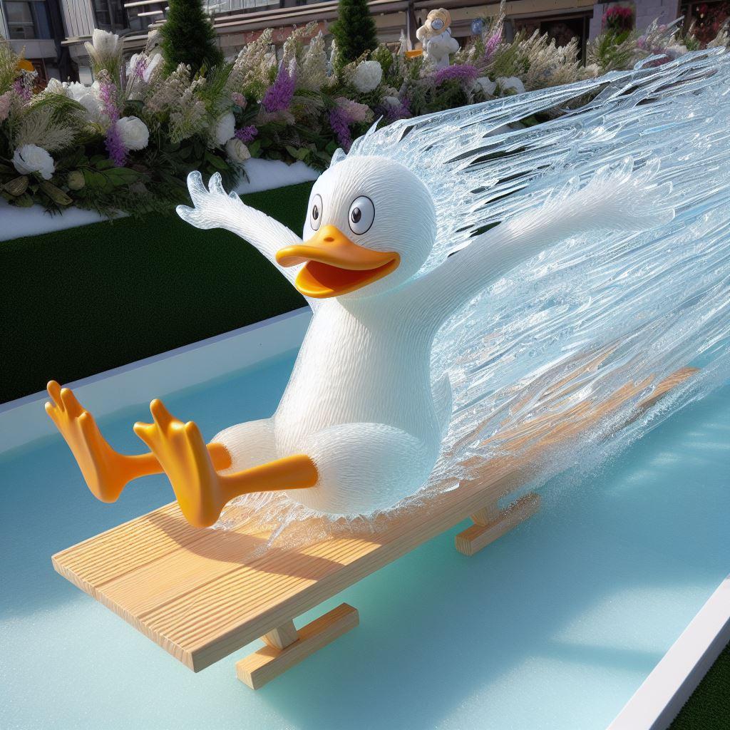 アヒルの氷像