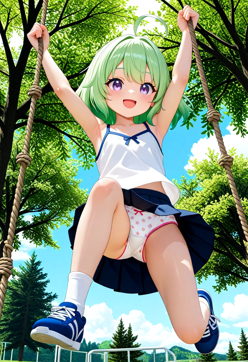 ロープ遊具で遊ぶ