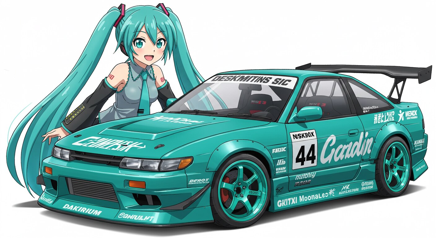 S13シルビアレーシングカーと初音ミク