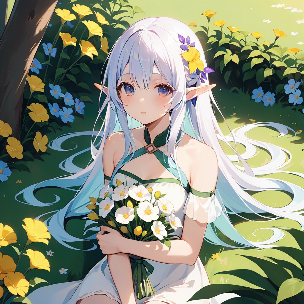 無作為に生える花とエルフ | の人気AIイラスト・グラビア