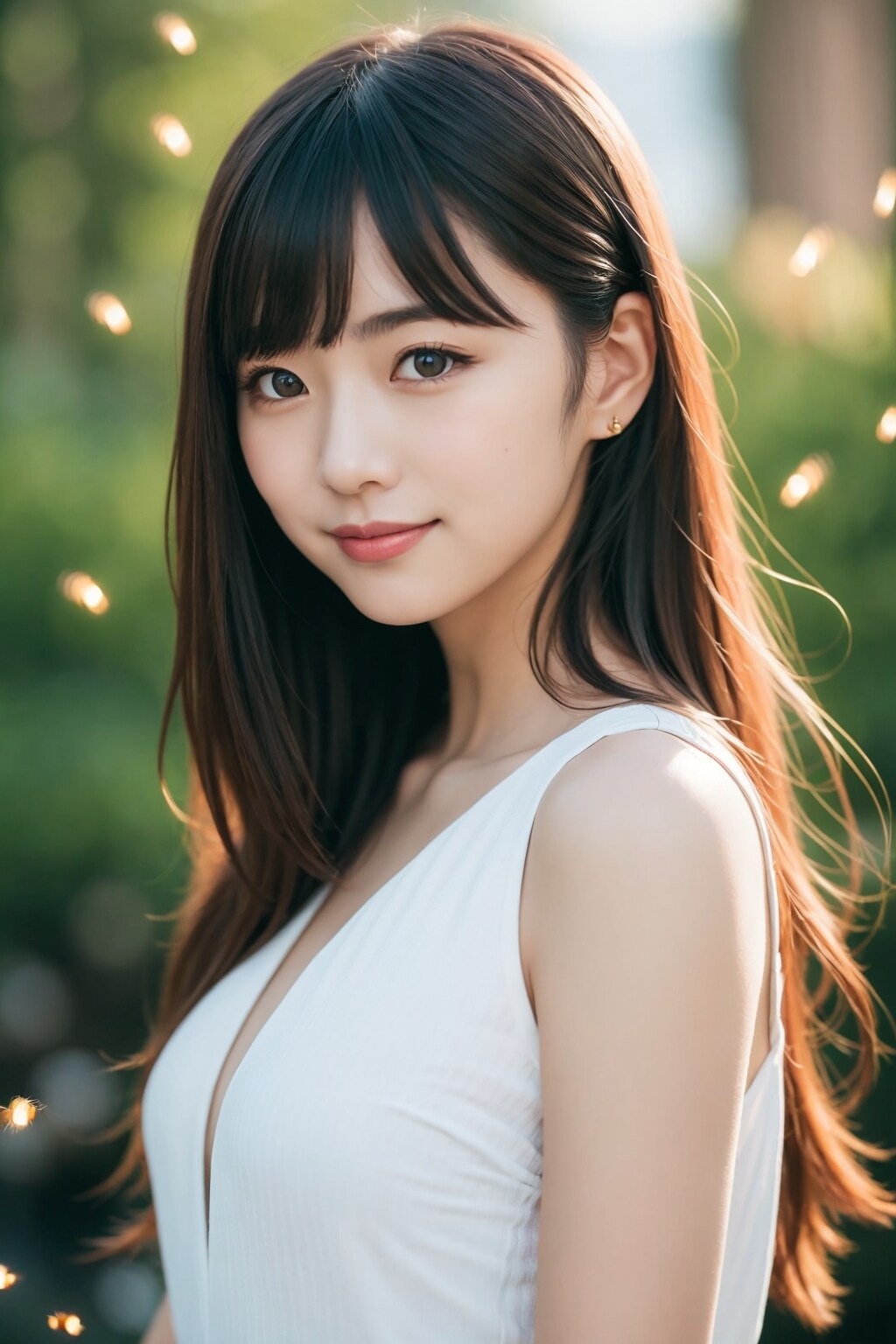 深夜の小川に輝く蛍　フォト編