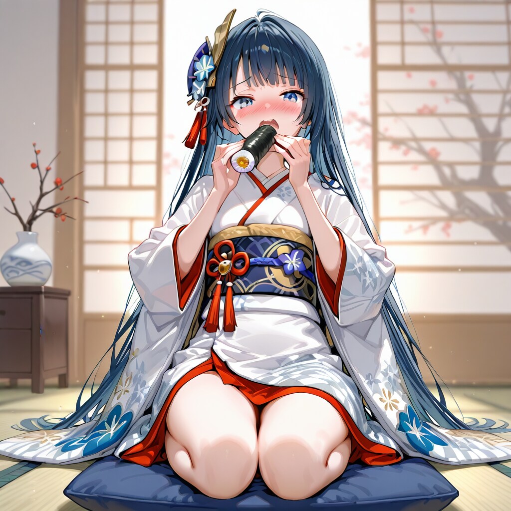 恵方巻をパクパク