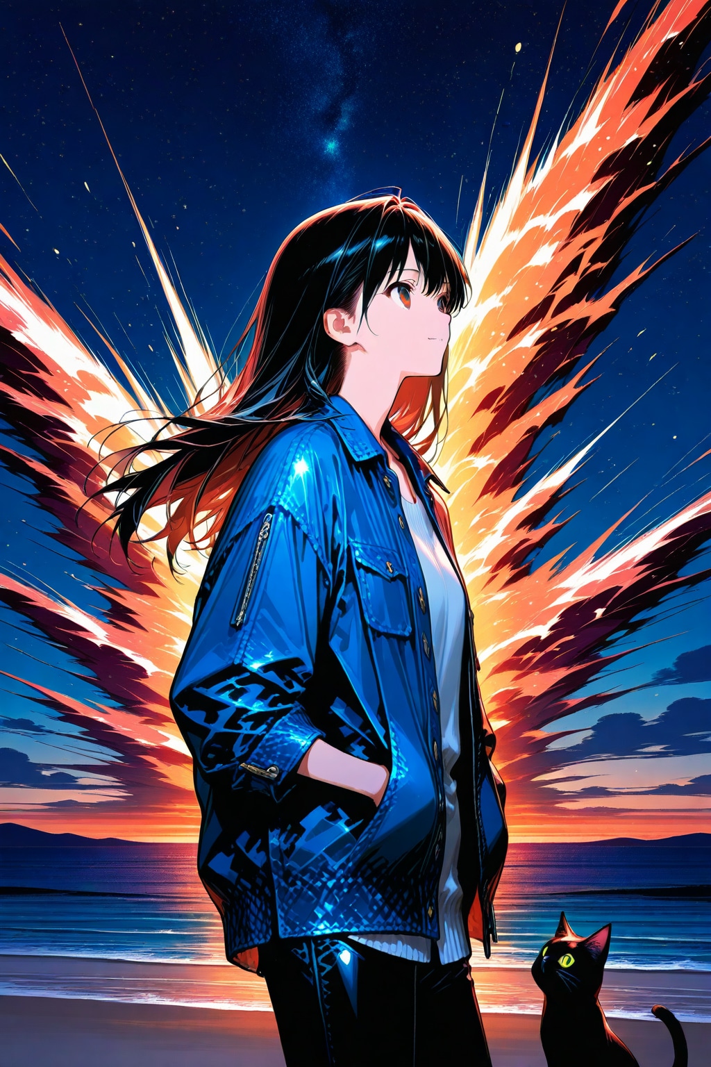 砂浜の魔女と星空