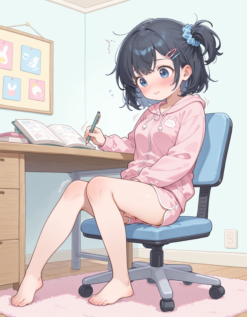 勉強に集中出来ない少女