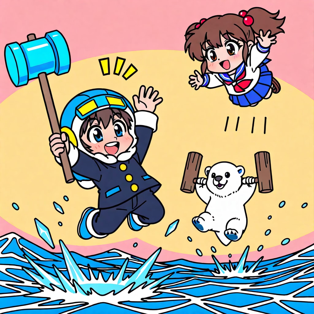 宙を舞う学生たち