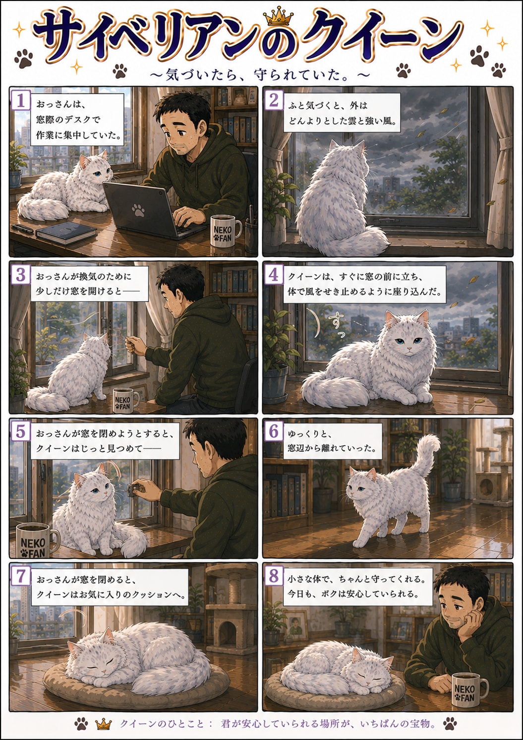 猫漫画コンテンツ6シリーズ  猫漫画6シリーズを投稿しています。  サイベリアンのクィーン 気づいたら、、守られていた  ちびキャラ ベビークイーン カーテンの向こうの大冒険  クイーンと無職のおっさ