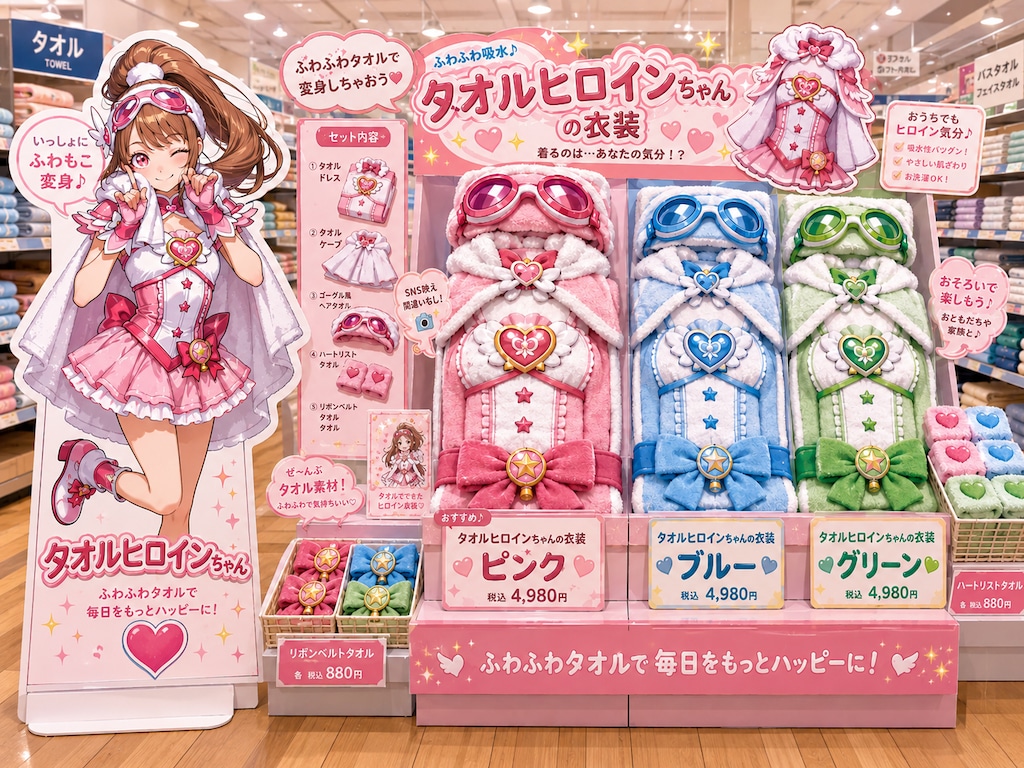 タオルヒロインちゃんの衣装販売中！