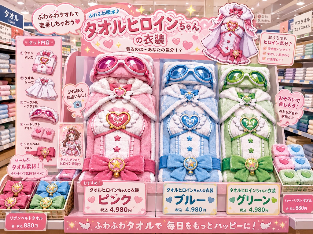 タオルヒロインちゃんの衣装販売中！