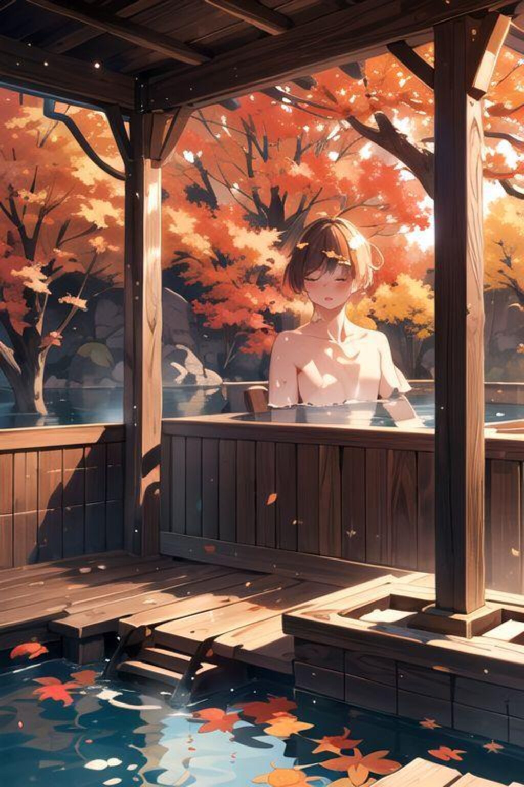 温泉ガール♨️秋の紅葉🍁