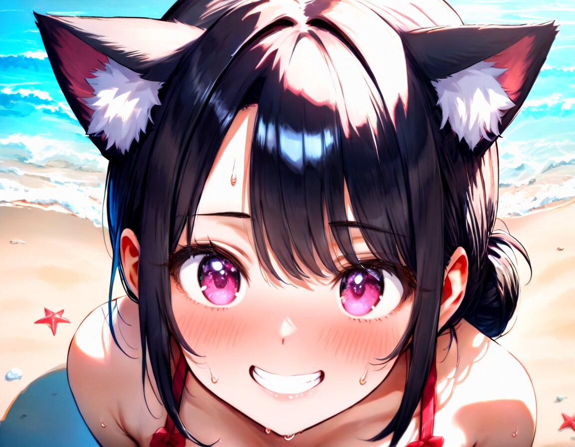 暑い日の海！【顔面どアップ】
