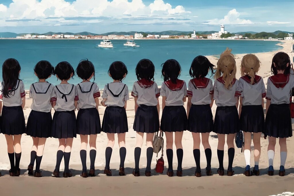 海と少女と制服と