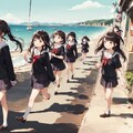 海と少女と制服と 2枚目