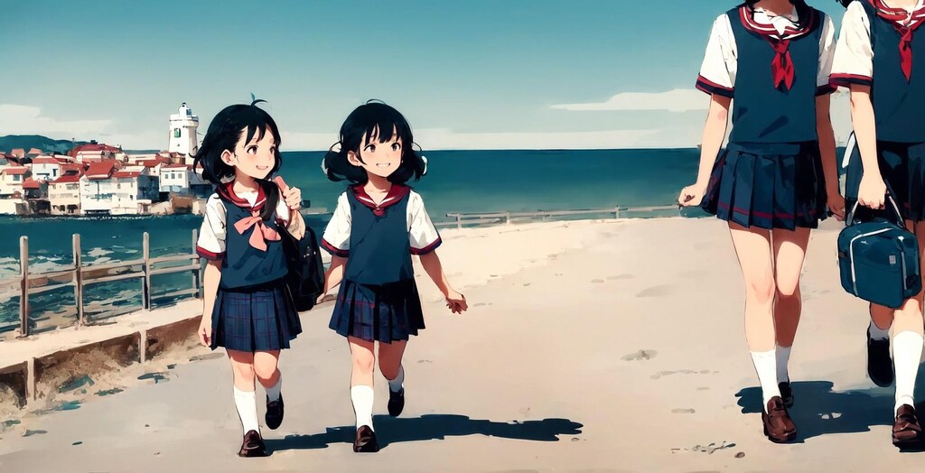 海と少女と制服と
