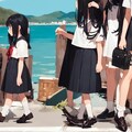 海と少女と制服と 4枚目