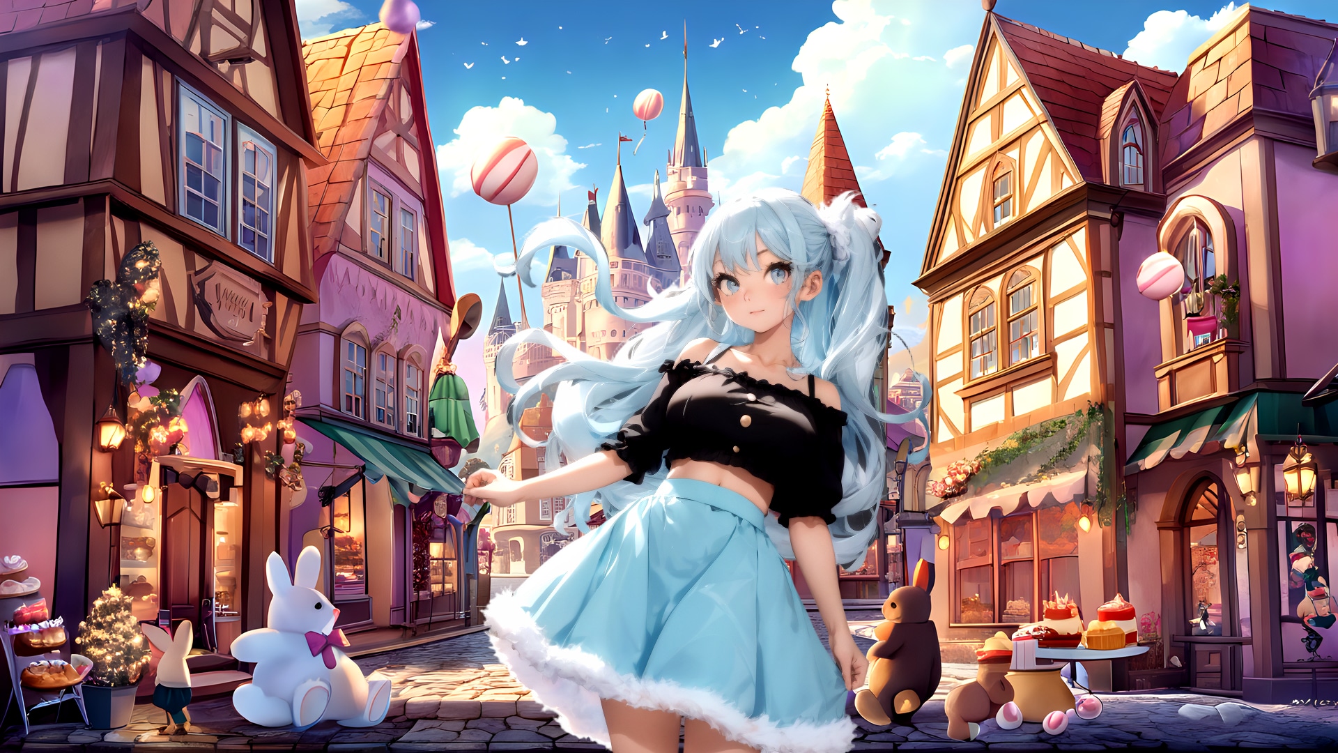 お菓子な街へようこそ (FullHD 壁紙24 BD071) | の人気AIイラスト・グラビア