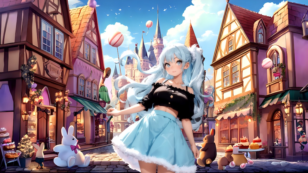 お菓子な街へようこそ (FullHD 壁紙24 BD071)