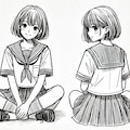Dall-e3 で座る女の子の実験（２０２４年７月） 2枚目