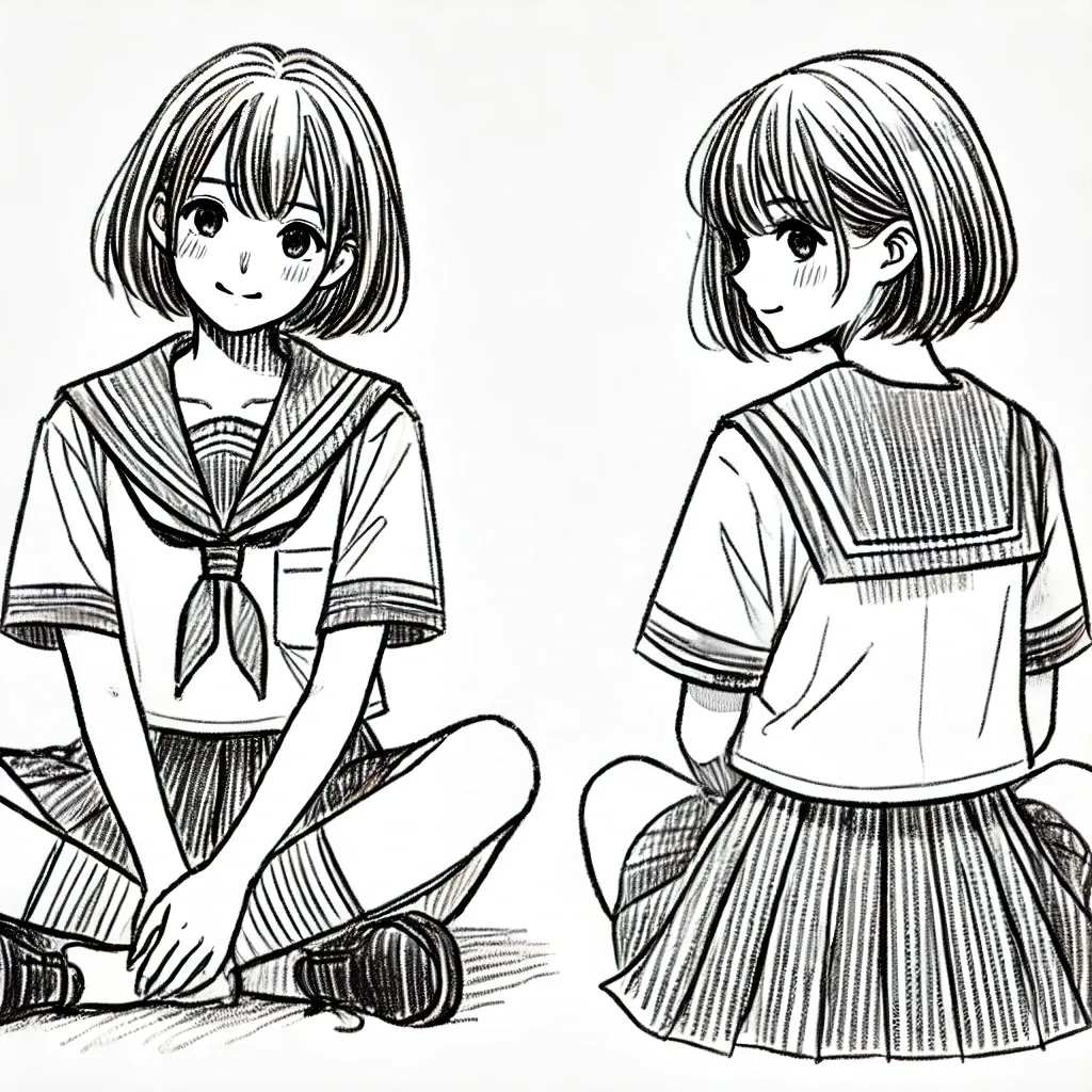Dall-e3 で座る女の子の実験（２０２４年７月）