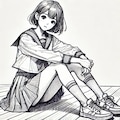 Dall-e3 で座る女の子の実験（２０２４年７月） 6枚目