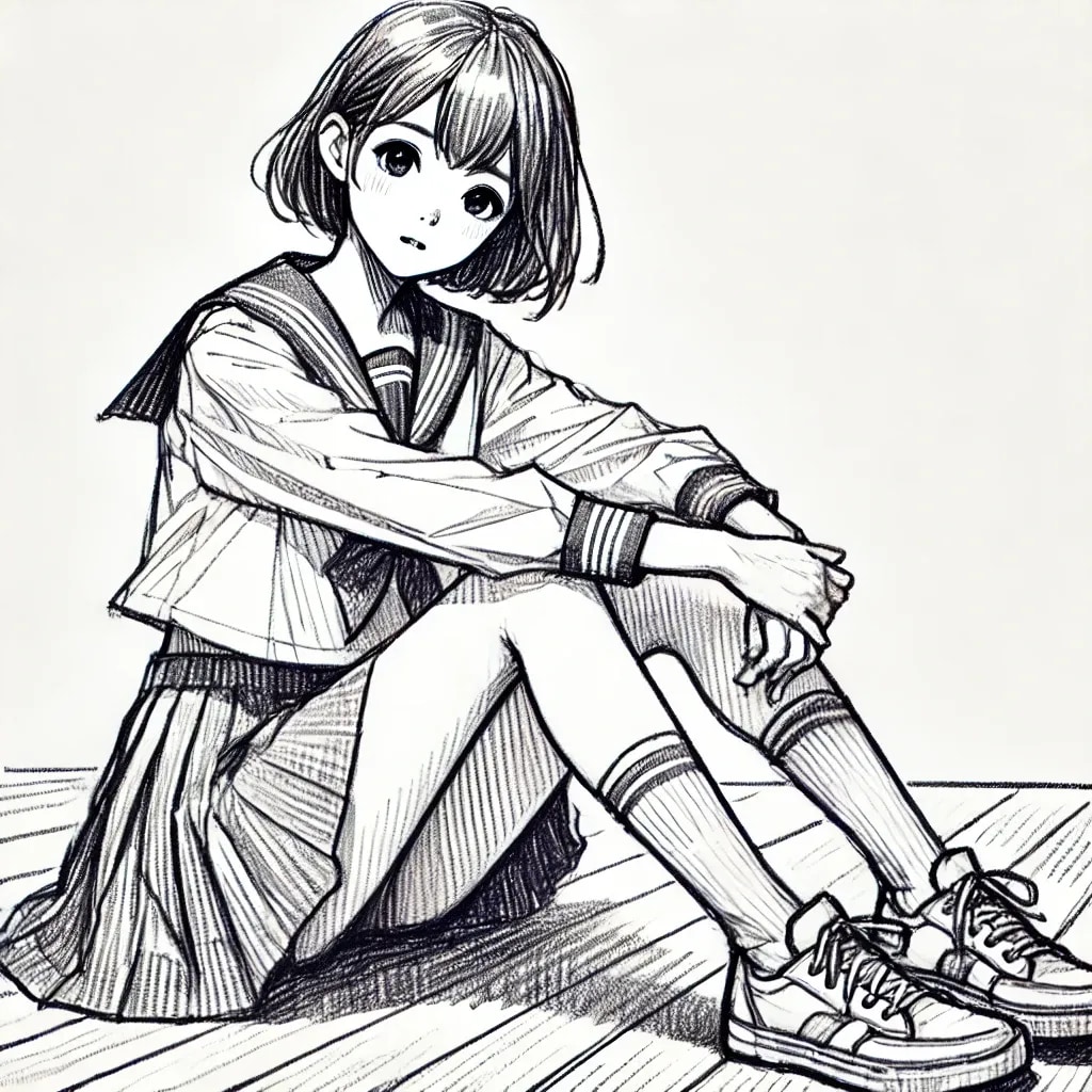 Dall-e3 で座る女の子の実験（２０２４年７月）