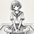 Dall-e3 で座る女の子の実験（２０２４年７月） 5枚目