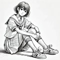 Dall-e3 で座る女の子の実験（２０２４年７月） 4枚目