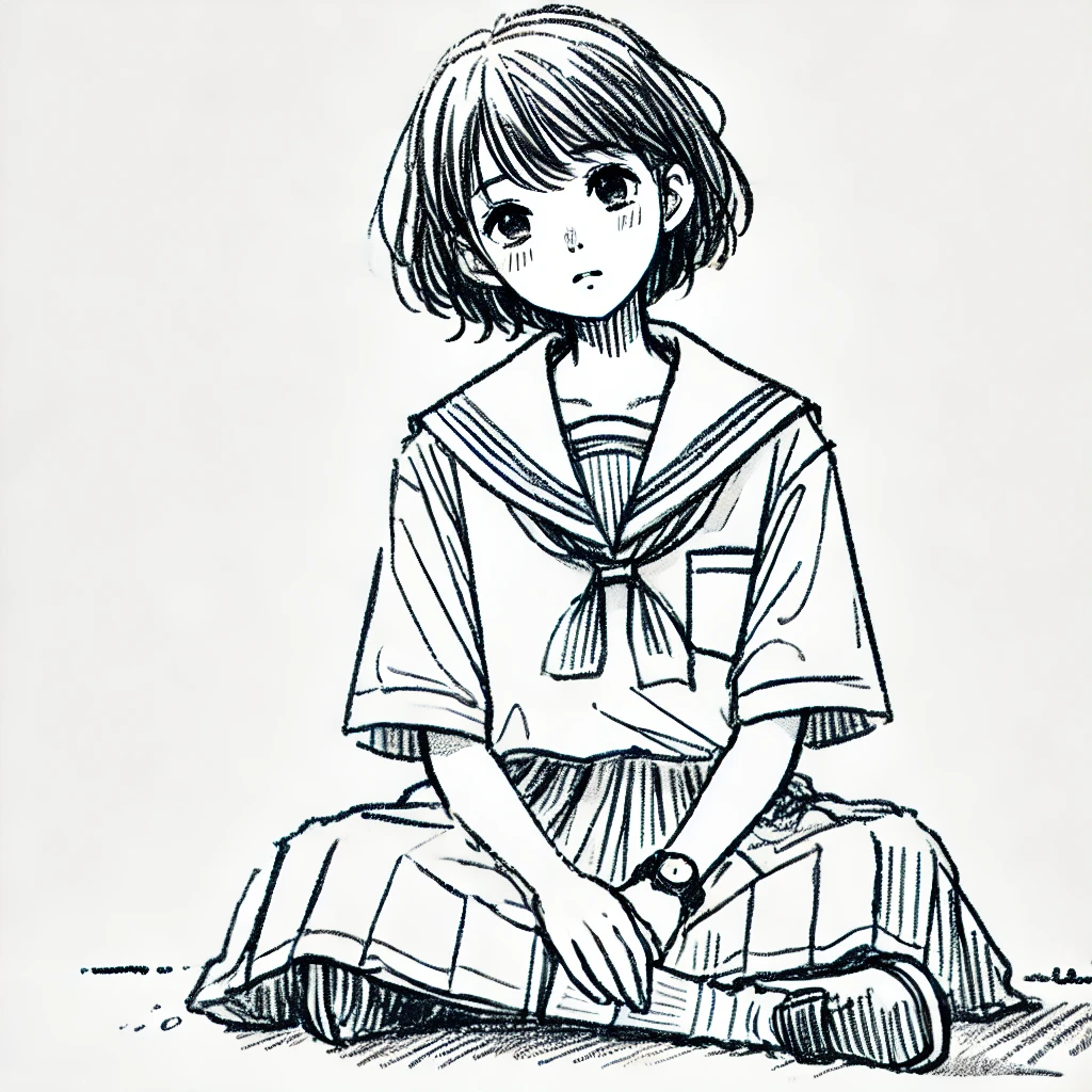 Dall-e3 で座る女の子の実験（２０２４年７月）