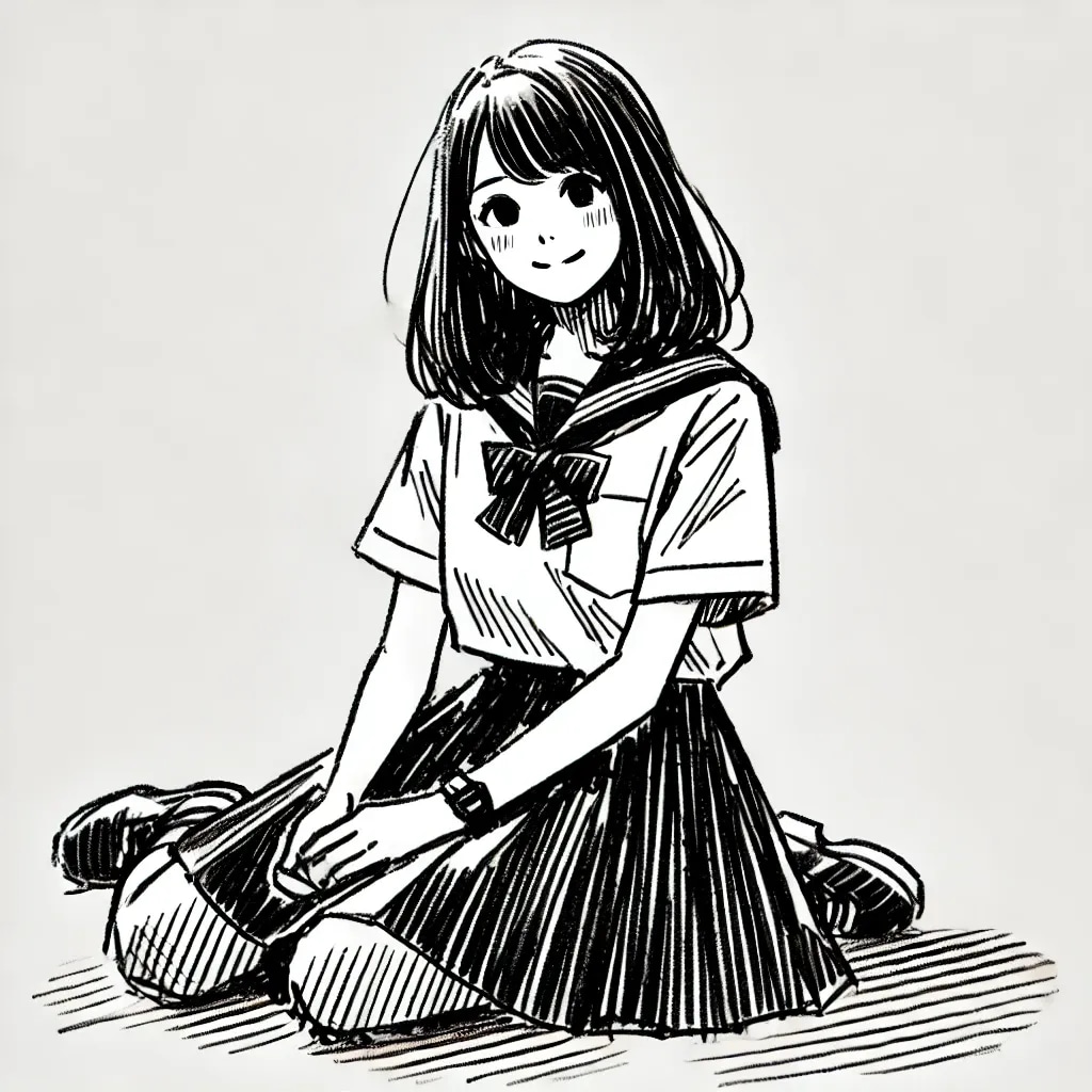 Dall-e3 で座る女の子の実験（２０２４年７月）